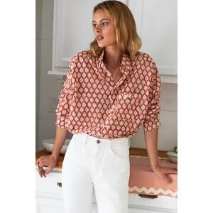 Emerson Fry Ryan Shirt Gigi Cotton Block Print Button Up Long Sleeve size XS